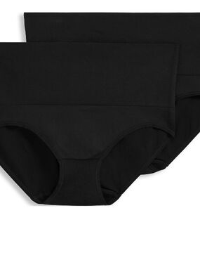 Jockey essentials Seamless Mid Waist Cotton Briefs - Black (2-Pack)